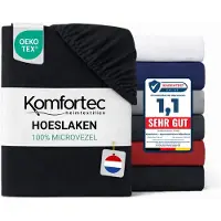 Komfortec Hoeslaken 200x200 cm - tot 30cm Matrashoogte - Rondom Elastiek - Zwart