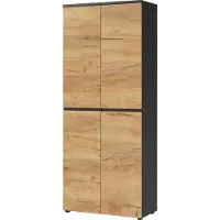 Huisenthuis.nl Hoge dichte kantoorkast RIO Eiken - Grafiet - Breedte 80 cm - Hoogte 197 cm - Diepte 40 cm - Met planken - Met openslaande deuren