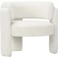 COLAMY Gestoffeerde fauteuil - Accentstoel - Moderne loungestoel - Gewatteerde rugleuning - Zachte fluwelen woonkamerstoel - Roomwit
