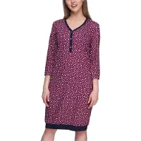 Merry Style Dames Nachtjapon - Kort - Elastisch – Katoen – Wijnrood/sterren – M - MS-MS10-467-ND