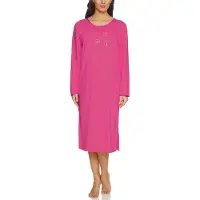 Merry Style Dames Nachtemd - Nachtjapon – Korte mouwen - Katoen – MS-DR-Malwa-ND - Amarant (Lange mouw) - S
