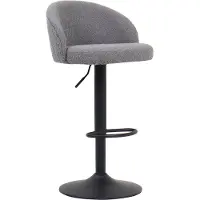 Huisenthuis.nl Barkruk Babet Lichtgrijs - Bouclé - Set van 2 - Geschikt voor kookeiland - Met rugleuning - In hoogte verstelbaar - Zithoogte 63 - 84 cm - Zitdiepte 46 cm