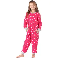 Merry Style Kinder Pyjama - ronde hals - lange mouwen - lange broek met zakken - Katoen - MS-MS10-186-PJ - Rosa Herzen Melange - 146-152