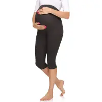 Merry Style Dames Leggings - Zwangerschapskleding - Capri - Viscose - MS-MS10-298-LE - Donkermelee - XL