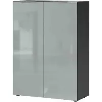 Huisenthuis.nl Schoenenkast Mercurius Grijs - Grafiet - Breedte 87 cm - Hoogte 120 cm - Diepte 40 cm - Met planken - Met openslaande deuren