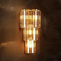 VRYGLE Crystal Wall Light Luxe - 20x50CM 3-Layer Wall Sconce Lamp - Moderne Licht Armatuur - 3X E14 Lampen - voor Porch, Hal, Bar, Restaurants, Patio - Home Decor