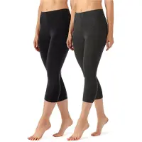 Merry Style MS-MS10-144-LE-2Pack Dames 3/4 Leggings 2Pack - Sport - Vrijetijdsbroek - Capri - Viscose - Sporbroek - Yogabroek - Zwart/Donker Gemêleerd - L