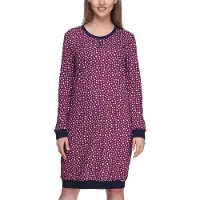 Merry Style Dames Nachtemd - Nachtjapon - Lange mouwen - Katoen - MS-MS10-180-ND - Wijnrood/Sterren - S