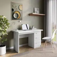 Huisenthuis.nl Bureau 120 cm met lades – compact wit bureau met opbergruimte