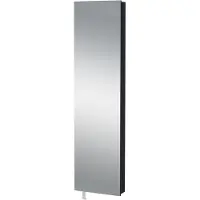 Huisenthuis.nl Opbergkast spiegel Onyx Antraciet - Breedte 50 cm - Hoogte 195 cm - Diepte 18 cm - Met lades - Met planken - Met openslaande deuren