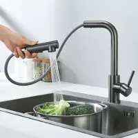 CECIPA MAX Keuken kraan - Keukenkraan Met Uittrekbare Uitloop met 2 straalsoorten - Spoelkraan 360° draaibaar Mengkraan keuken grijs(Gun metal)