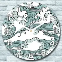 Coloray Wandklok - Winderige golven Glazen Klok - 30fi cm - Lichtblauw Wandklok - Wandklok Ronde - Wandklok Klassiek - Wandklokken Woonkamer - Stille Wandklok