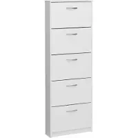 Huisenthuis.nl Schoenenkast Delphine Wit - 15 paar schoenen - Breedte 58.5 cm - Hoogte 168.5 cm - Diepte 17 cm - Met kleppen