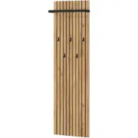 Huisenthuis.nl Kapstokpaneel Mare Eiken - Zwart - MDF - Breedte 46 cm - Diepte 18 cm - Hoogte 160 cm