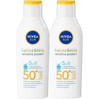 Nivea SUN Babies & Kids Sensitive Protect Zonnebrand Melk - Baby en Kind - SPF 50+ - Parfumvrij - Geschikt voor de huid met eczeem - Zonbescherming - Duo Pack- 2x 200 ml