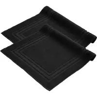 Komfortec Badmat - 2 stuks - Handdoek Dikte - Hotelkwaliteit - Zachte en Absorberende Douchemat - 50x70 cm - 100% Katoen – Zwart