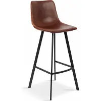 Huisenthuis.nl Barkruk Ferry Bruin - Kunstleer - Set van 2 - Met rugleuning - Zithoogte 78 cm - Zitdiepte 35 cm