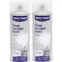Spectrum Spuitverf -2 stuks Spuitlak - Spuitbus - Blanke Lak MAT - Vernis - Sneldrogend - Transparant - Binnen & Buiten - 400ml per stuk