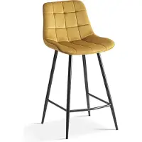 Huisenthuis.nl Barkruk Alice Goud - Fluweel - Set van 2 - Geschikt voor kookeiland - Met rugleuning - Zithoogte 65 cm - Zitdiepte 36 cm