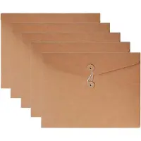 JeiibrZui A4-Organizer - Documentenorganizer Met Trekkoordsluiting - Slim Profiel Voor Efficiënte Opberging Van A4/A5 Papier - 5 Stuks - Voor Kantoor/School In Kraftbruin