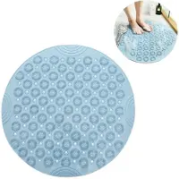 JeiibrZui Douchemat - Badmat Antislip - Rond Ontwerp Met Zuignappen En Afvoergaten Voor Veiligheid En Comfort - 1 Stuk - Badkamer Voor Volwassenen En Kinderen - Blauw
