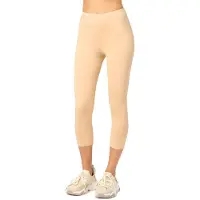 Merry Style MS-MS10-199-LE Dames Capri Leggings - Sport - Vrijetijdsbroek - 3/4 Lengte - Katoen - Sporbroek - Yogabroek - Natuur - XL