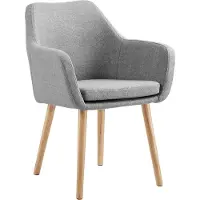 Huisenthuis.nl Armstoel Jonne Lichtgrijs - Polyester - Zithoogte 48.5 cm - Zitdiepte 44.5 cm - Met armleuning