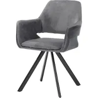 Huisenthuis.nl Armstoel Céline Grijs - Velours - Set van 2 - Zithoogte 49 cm - Zitdiepte 46 cm - Met armleuning