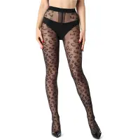 Merry Style Dames Panty - 20 DEN - Polyamide - Brede Tailleband - met Luipaardmotief - MS-GI-Leo20 - Zwart - L