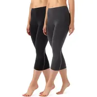 Merry Style MS-MS10-144-LE-2Pack Dames 3/4 Leggings 2Pack - Sport - Vrijetijdsbroek - Capri - Viscose - Sporbroek - Yogabroek - Zwart/Grafiet - XL