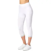 Merry Style MS-MS10-224-LE Dames Capri Leggings met Kant - Sport - Vrijetijdsbroek - 3/4 Lengte - Katoen - Wit - M