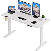HOMAVO Zit-sta bureau 120 x 60 cm - Elektrisch verstelbaar - Anti-botsingstechnologie - USB-A/USB-C poorte