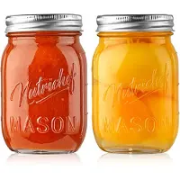Nutrichef Glazen Weckpotten – 2-delige set glazen potten met roestvrijstalen deksels – 473 ml