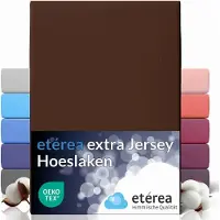 Etérea Himmlische Qualität etérea Extra Jersey Hoeslaken 180x200 - 200x220 cm - Oekotex - 100% katoen - bis 35 cm - Bruin