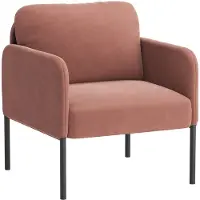 COLAMY Gestoffeerde fauteuil Accentstoel - Moderne loungestoel - Gewatteerde rugleuning - Zachte fluwelen woonkamerstoel - Roze