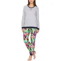 Merry Style MS-MS10-168-PJ Dames Pyjama - ronde hals - lange mouwen - lange broek met zakken - Katoen - Gemêleerd/Dance - L