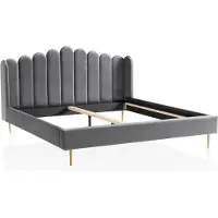 Huisenthuis.nl Bed Kendall Grijs - Fluweel - 180x200cm - Hoogte 115 cm