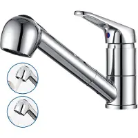Auralum Max keukenkraan Met Uittrekbare Uitloop Chroom - Handdouche - Mengkraan -2 straalsoorten - 360° Draaibaar - RVS - Zilver