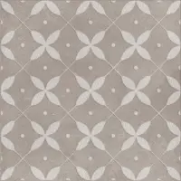 Valence Technology Lunessa wandtegel 20x20cm grijs met bloemen in ruit