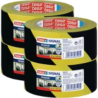 TESA Signal Premium - Waarschuwingslint - Geel-Zwart - 66m x 50mm - 4 Stuks