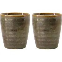 Zusss Set Van 2 Koffiemokken Geniet - Cadeau Dames Keramiek Wit / Donkergroen