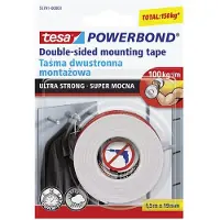 TESA POWERBOND Serie - Ultra Sterke Dubbelzijdige Montagetape - 1,5m x 19mm - Buitengebruik