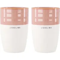 Zusss Set Van 2 Mokken L Lieveling - Cadeau Dames Keramiek Wit / Donkerroze