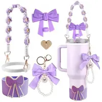 LONGZIMING -Becher Zubehör-Set - Accessoire Set - Scratch-Resistant Silicone Protection - Lebensmittelechtes Silikon - Valentine’s & Party Design