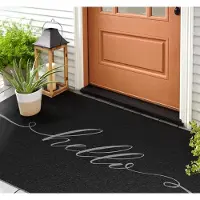 Coloray Buiten Deurmat - Grijs Schoonloopmat Buiten - Hallo Inscriptie Moddermat Buiten - Stijlvolle Entree Decoratie - Deurmat Voor Regenweer - Weerbestendige Deurmat Met Print - 150x100 cm