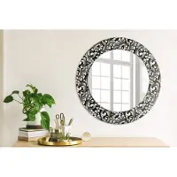 Coloray Bedrukte Spiegel - Ornament Spiegel Lijst Met Print - 50 cm - Zwart en wit Bedrukte Spiegel - Spiegel Lijst Met Print - Spiegel Met Print - Wandspiegel Met Print