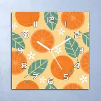 Coloray Wandklok - Citruswereld Glazen Klok - 30x30 cm - Oranje Wandklok - Wandklok Vierkant - Wandklok Scandinavisch - Wandklokken Woonkamer - Stille Wandklok