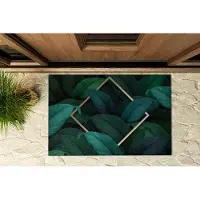 Coloray Buiten Deurmat - Donkergroen Polyamide Deurmat - Tropische bladeren Robuuste Buitenmat - Stijlvolle Buitenruimte - Deurmat Tegen Sneeuw - Decoratieve Buitenmat Voor Hal Of Veranda - 90x60 cm