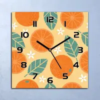 Coloray Wandklok - Citruswereld Glazen Wandklok - 30x30 cm - Oranje Wandklok - Wandklok Vierkant - Wandklok Industrieel - Wandklok Keuken - Stille Wandklok