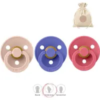 BIBS fopspenen anatomisch maat 2: blush, grape en coral + BolleToet speenzakje